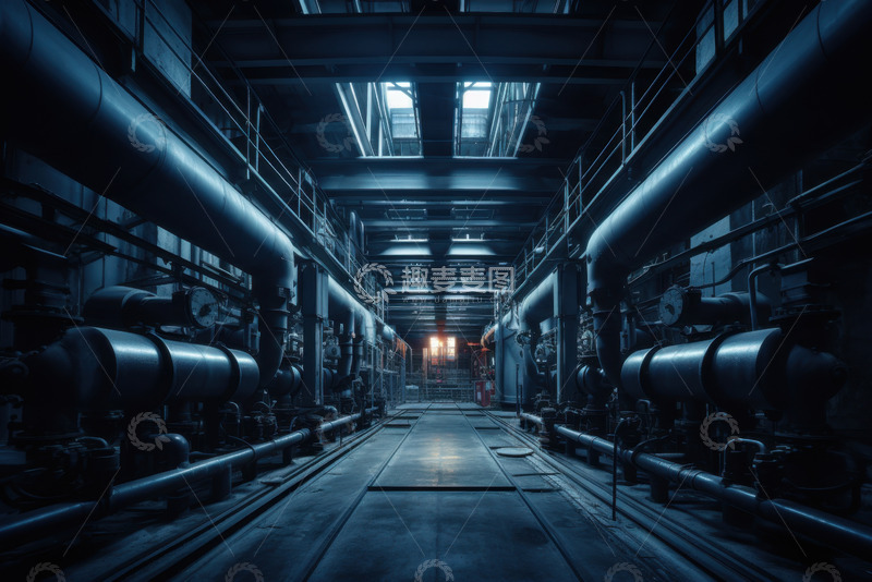 高清大图下载【趣麦麦图】机械工厂里的走廊