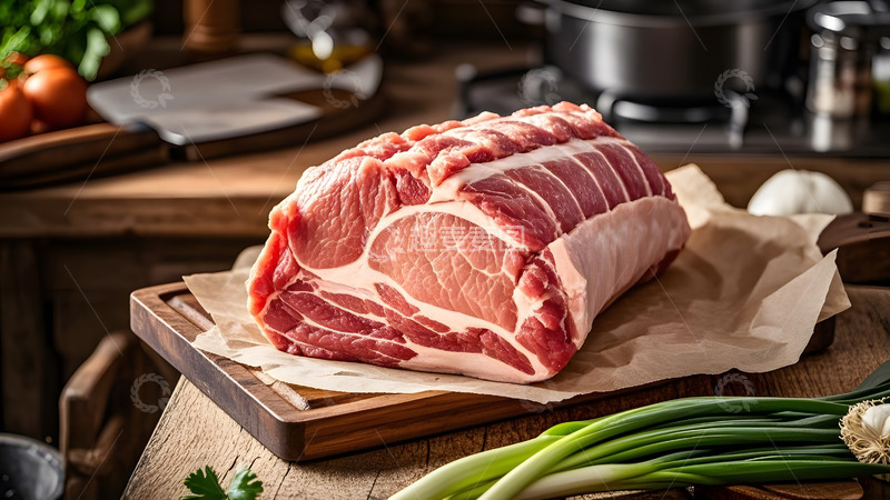 高清大图下载【趣麦麦图】厨房中的鲜猪肉生肋排