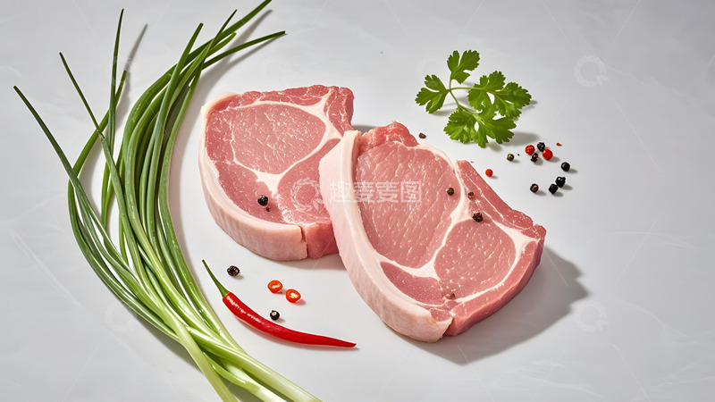 高清大图下载【趣麦麦图】新鲜猪肉切片与香料