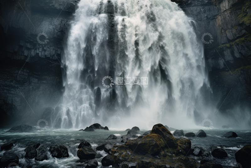 高清大图下载【趣麦麦图】山石瀑布近景