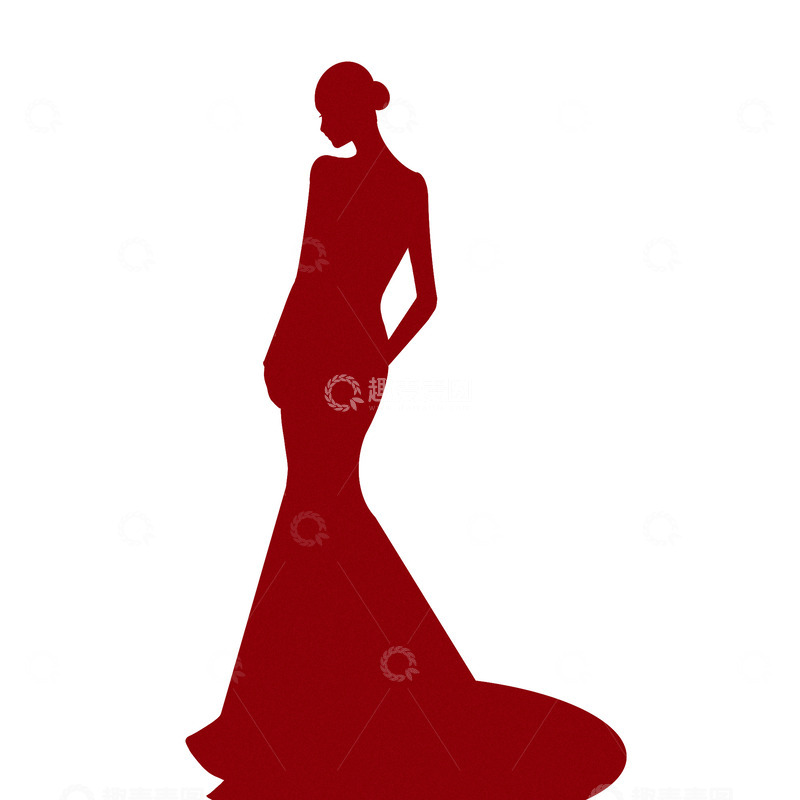 源文件下载【趣麦麦图】优雅时尚38妇女节女性形象鱼尾大裙摆剪影