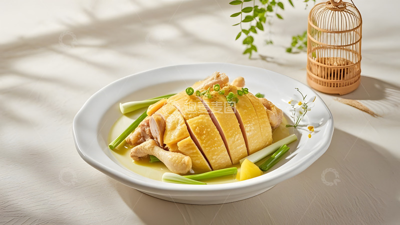 高清大图下载【趣麦麦图】白切鸡配芦笋