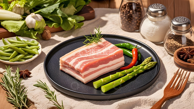 高清大图下载【趣麦麦图】五花肉配芦笋