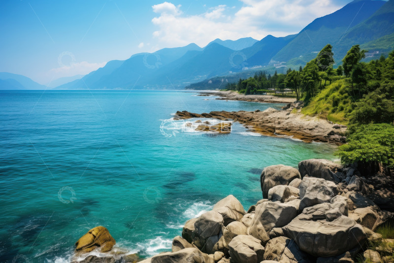 高清大图下载【趣麦麦图】大海岩石山林