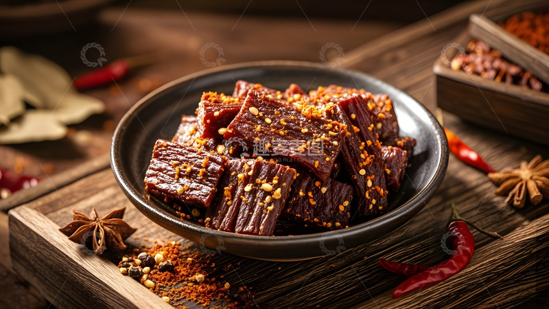 高清大图下载【趣麦麦图】小吃美食麻辣牛肉干