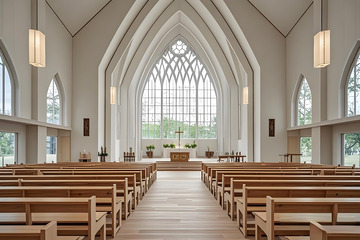 现代哥特式简洁教堂建筑摄影