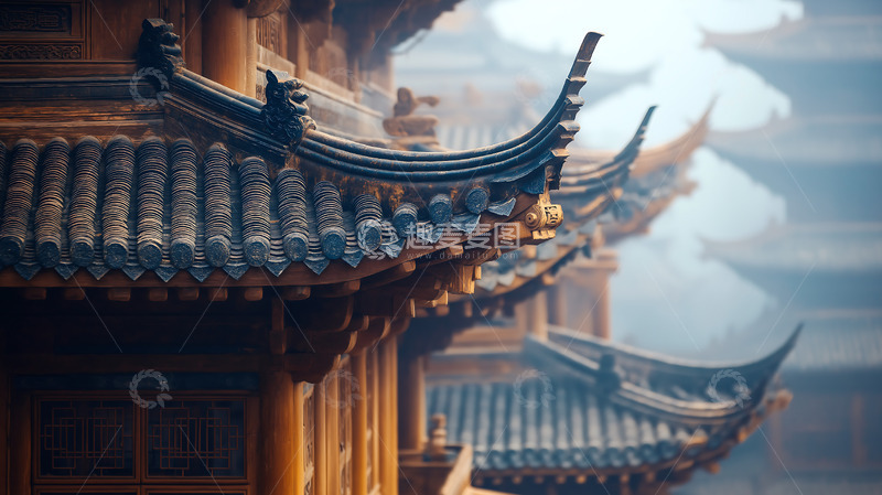 高清大图下载【趣麦麦图】卯榫结构飞檐古建筑