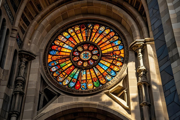 教堂建筑玻璃摄影图