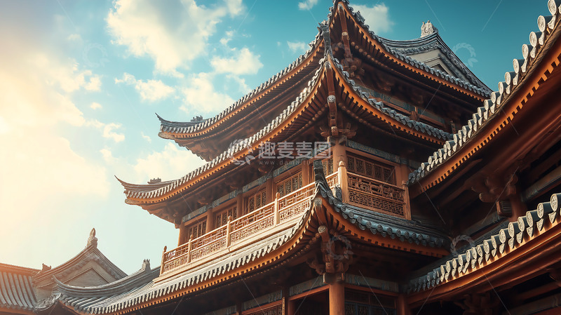 高清大图下载【趣麦麦图】古建筑飞檐卯榫结构斗拱