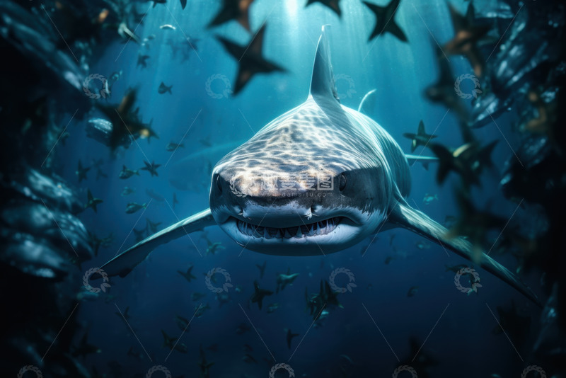 高清大图下载【趣麦麦图】深海里的鲨鱼