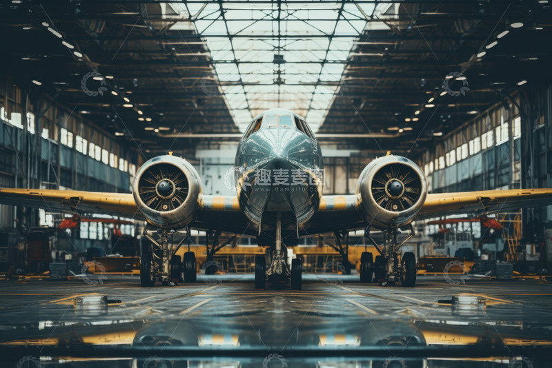 高清大图下载【趣麦麦图】工厂里的一架飞机