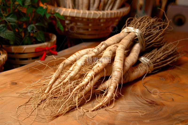 高清大图下载【趣麦麦图】一捆中草药人参