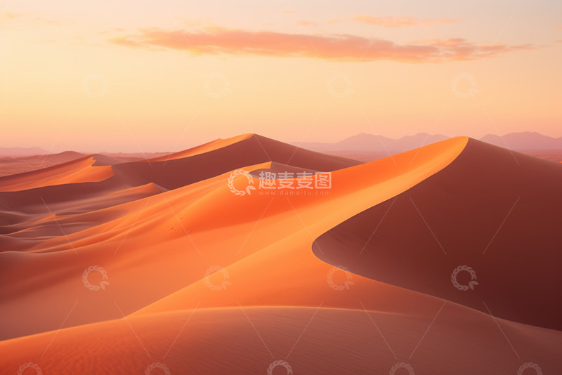 高清大图下载【趣麦麦图】夕阳下的沙漠美景