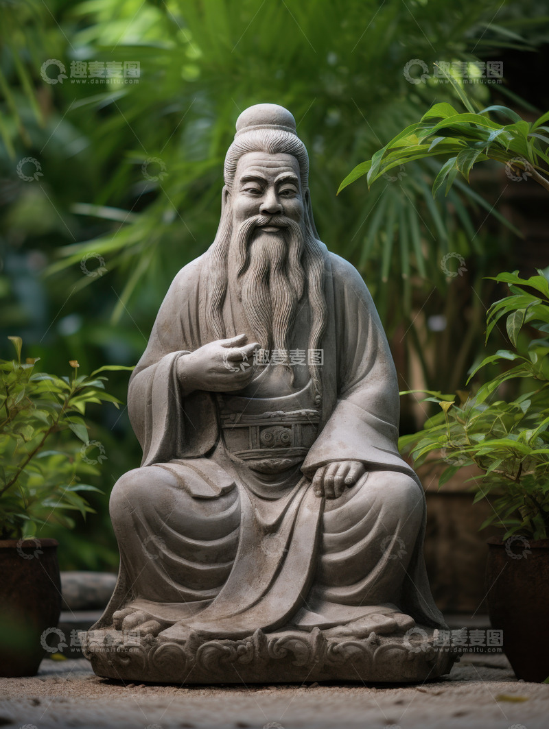 高清大图下载【趣麦麦图】古代诗人石头雕像