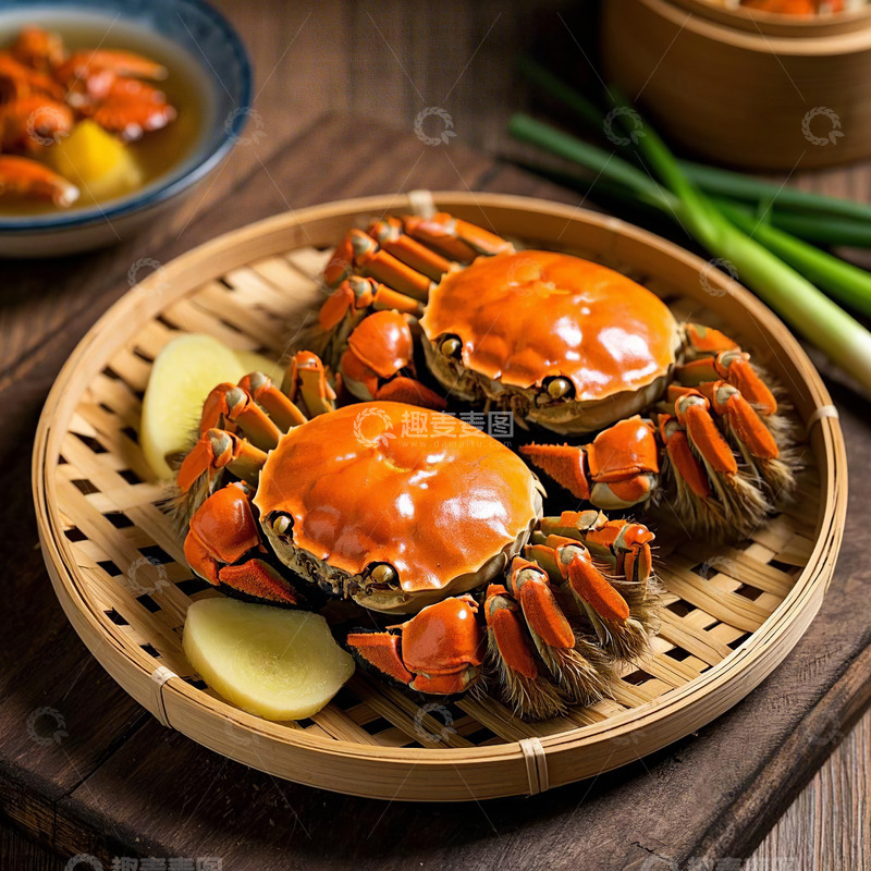 高清大图下载【趣麦麦图】一盘美味的大闸蟹