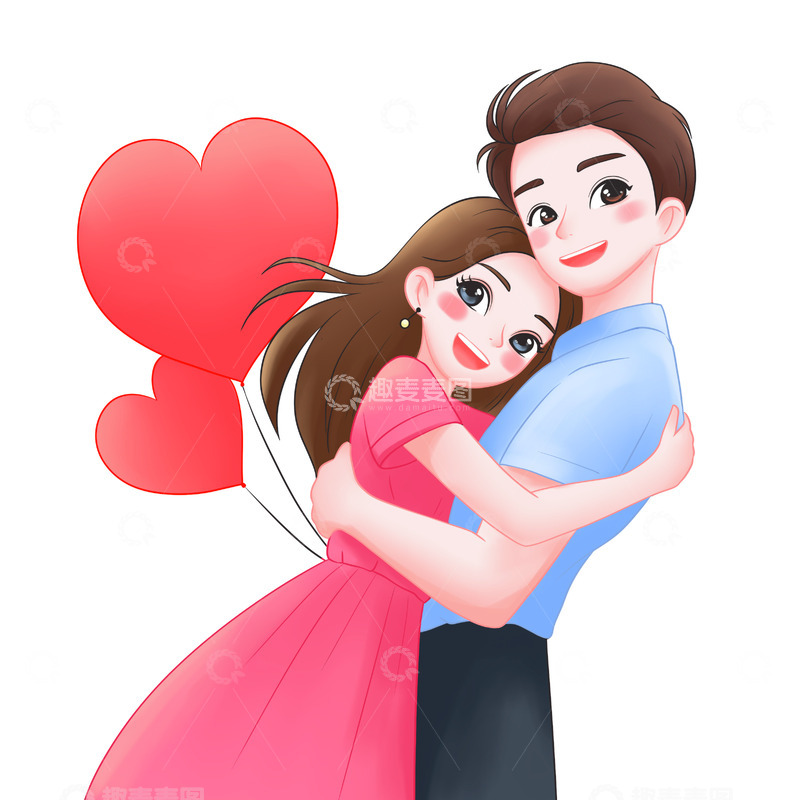 源文件下载【趣麦麦图】情人节七夕浪漫情侣插画