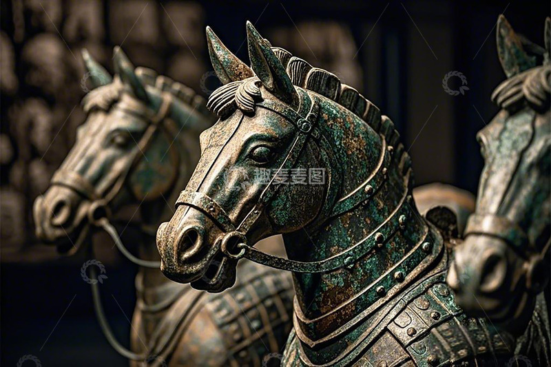 高清大图下载【趣麦麦图】兵马俑战马摄影图