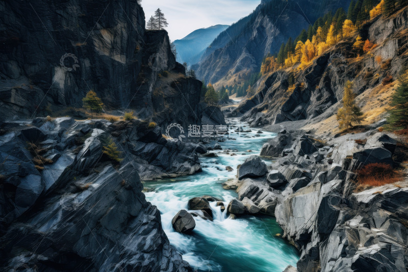 高清大图下载【趣麦麦图】峡谷山林里的水流