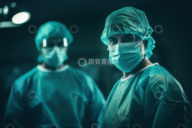 高清大图下载【趣麦麦图】手术室内戴口罩的医生