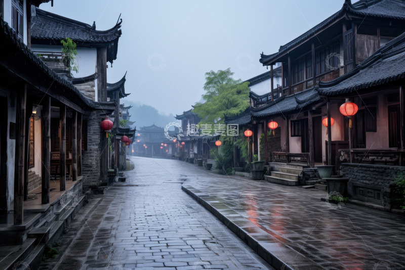 高清大图下载【趣麦麦图】古老小镇街道