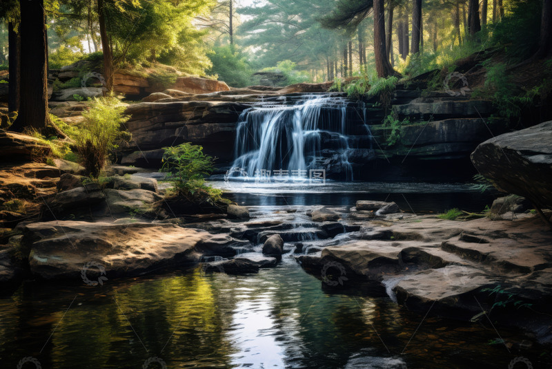 高清大图下载【趣麦麦图】岩石瀑布水流