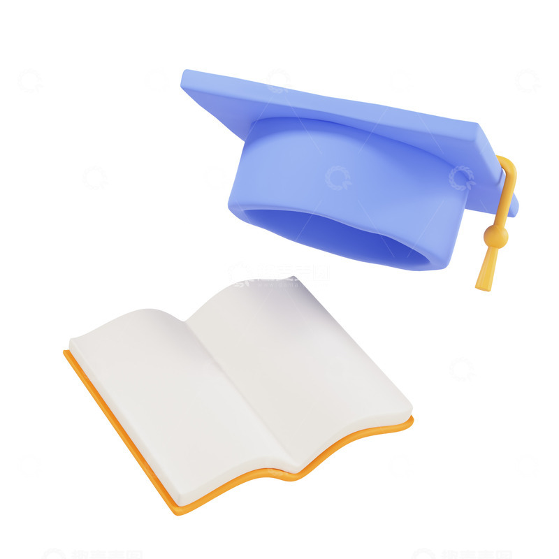 源文件下载【趣麦麦图】3D立体黏土开学季书本学士帽装饰设计图