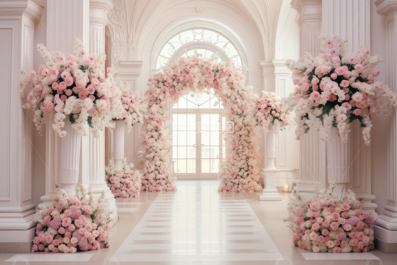 高清大图下载【趣麦麦图】鲜花装饰的婚礼教堂