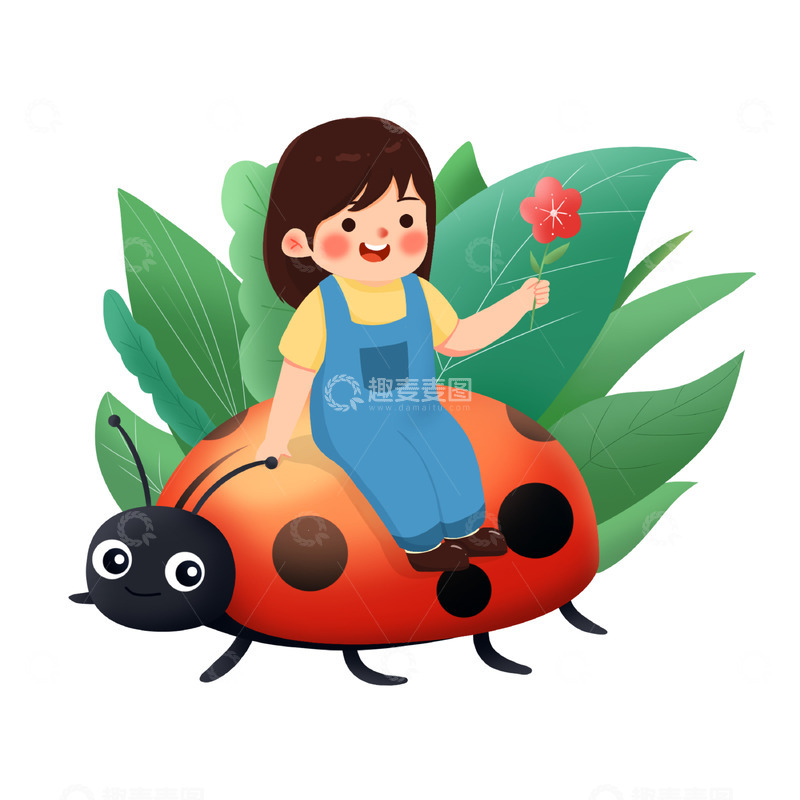 源文件下载【趣麦麦图】春天瓢虫人物