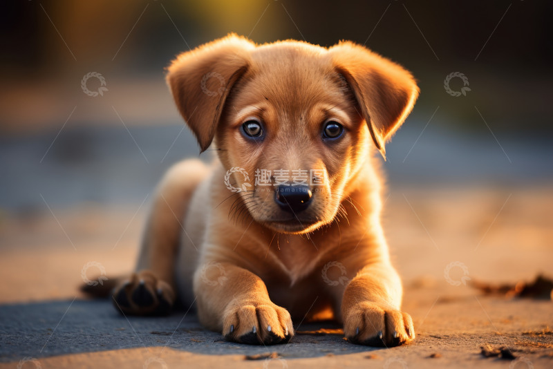 高清大图下载【趣麦麦图】趴在地面的小狗