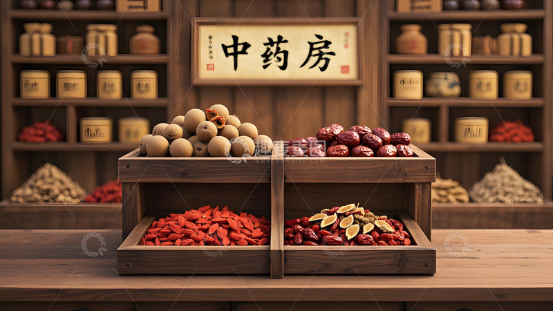高清大图下载【趣麦麦图】中药房内药材桂圆展示
