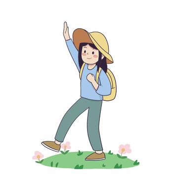 春季女孩踏青元素