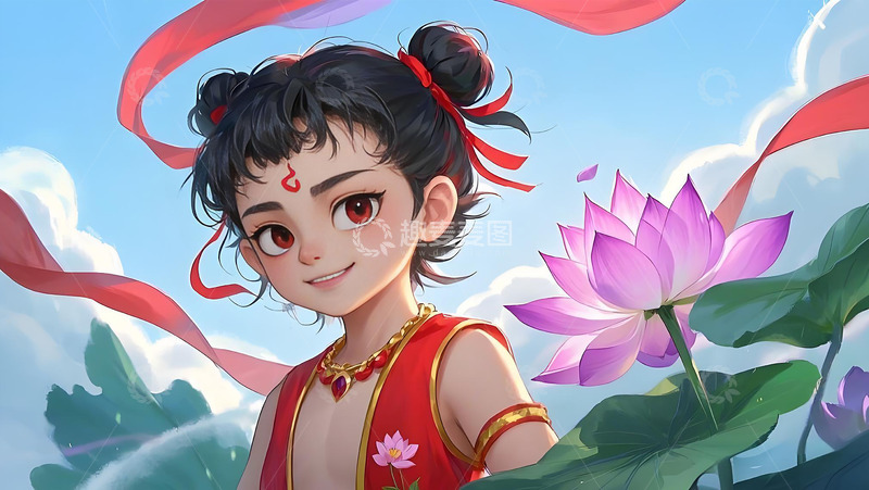 高清大图下载【趣麦麦图】哪吒国风插画人物背景