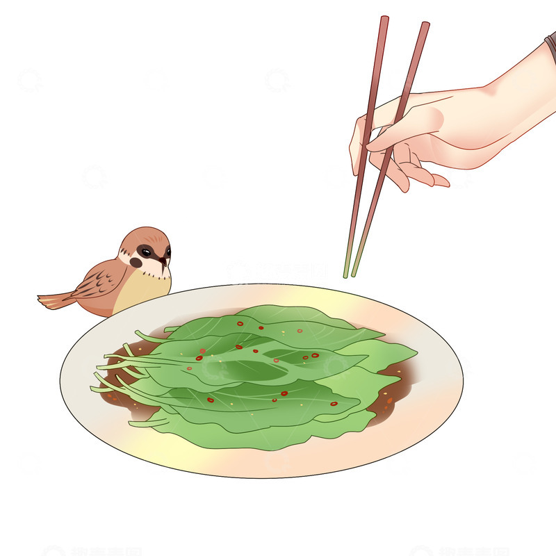 源文件下载【趣麦麦图】春分习俗吃春菜元素