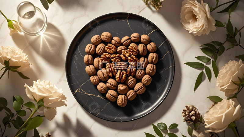 高清大图下载【趣麦麦图】浪漫心形核桃拼盘