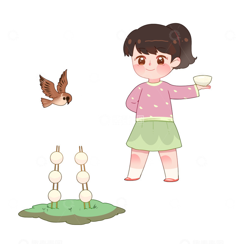 源文件下载【趣麦麦图】春分习俗粘雀儿嘴