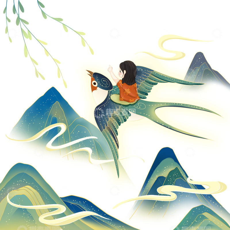 源文件下载【趣麦麦图】春天燕子飞翔