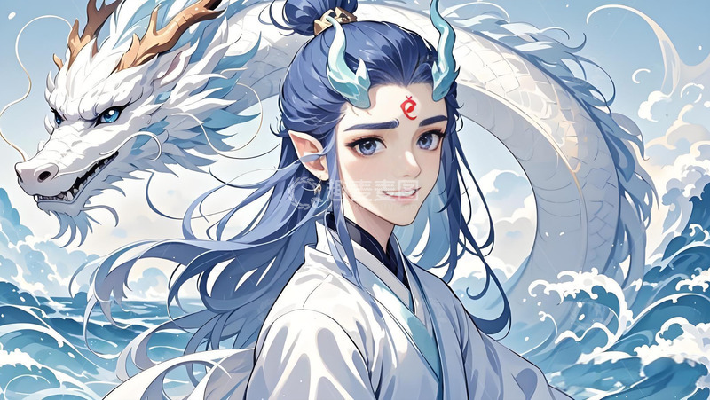 高清大图下载【趣麦麦图】敖丙国风插画人物背景