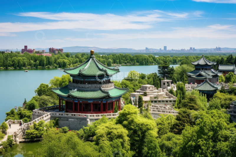 高清大图下载【趣麦麦图】江畔的凉亭自然美景