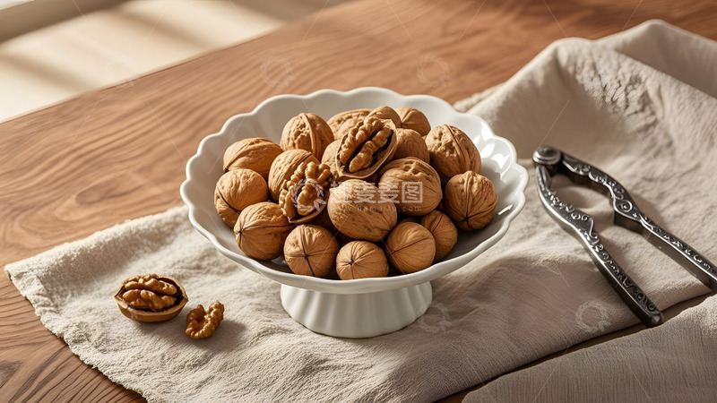 高清大图下载【趣麦麦图】简约风格的核桃小食