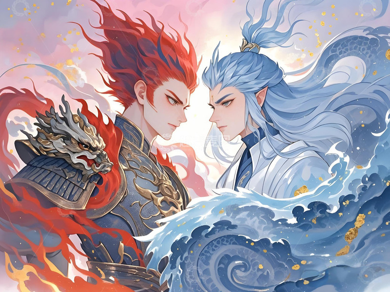 高清大图下载【趣麦麦图】哪吒和敖丙卡通人物背景素材