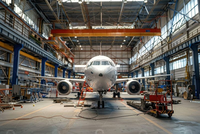 高清大图下载【趣麦麦图】工厂内的飞机制造