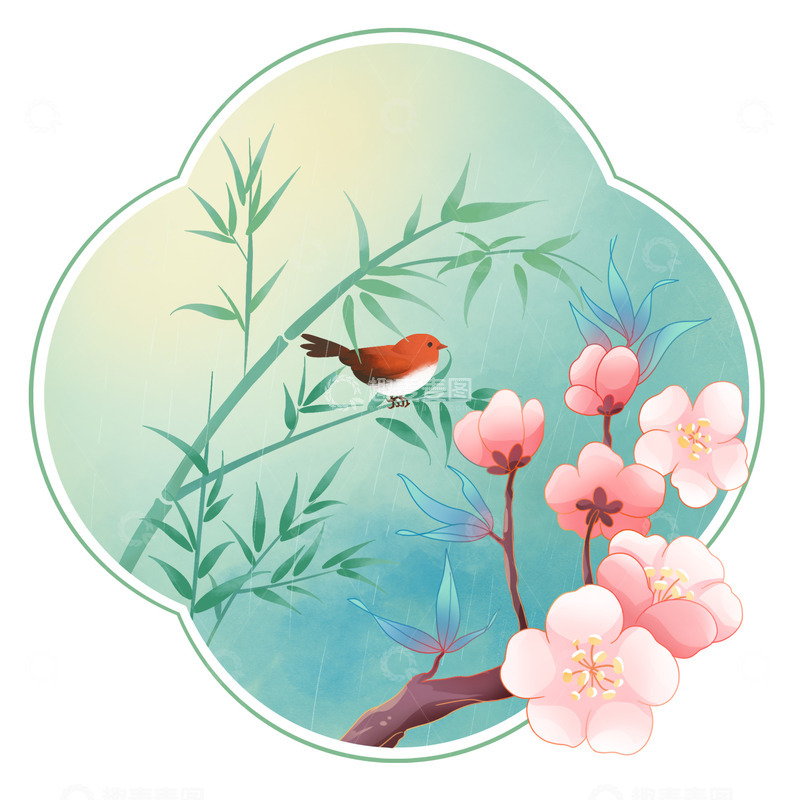 源文件下载【趣麦麦图】-春季花鸟素材