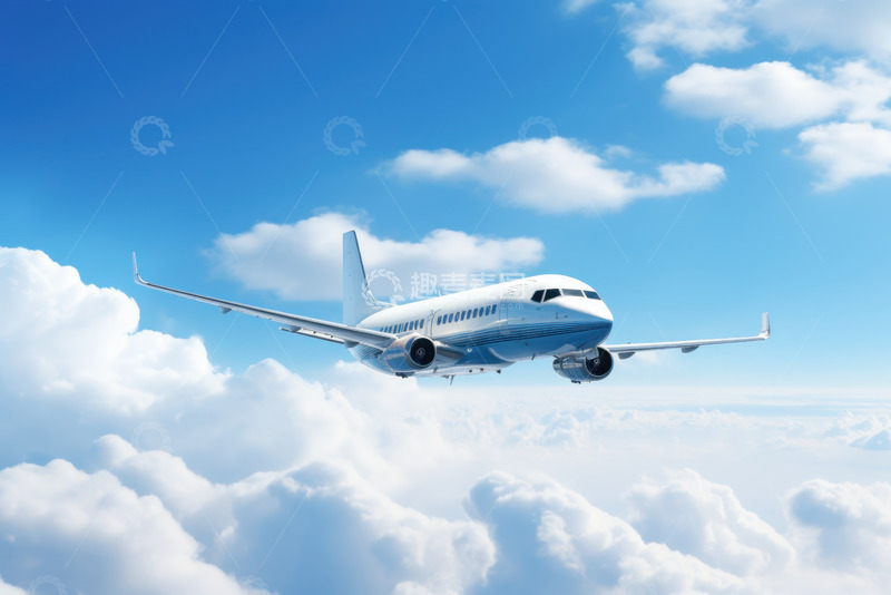高清大图下载【趣麦麦图】天空中飞行的一架飞机