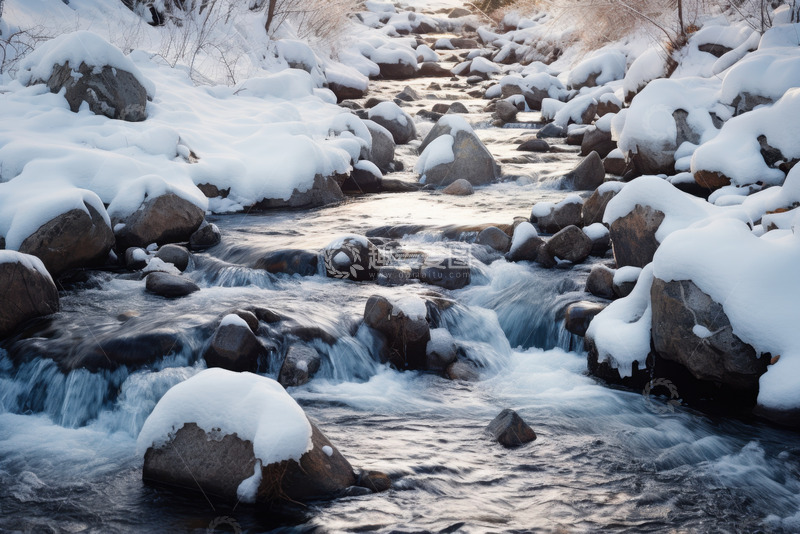 高清大图下载【趣麦麦图】冬季雪地河流