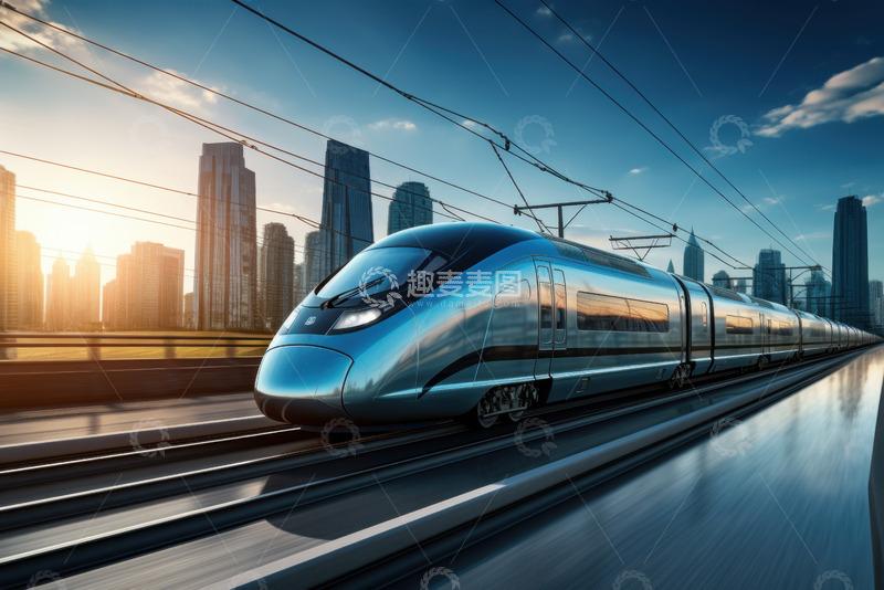 高清大图下载【趣麦麦图】城市里行驶的高铁