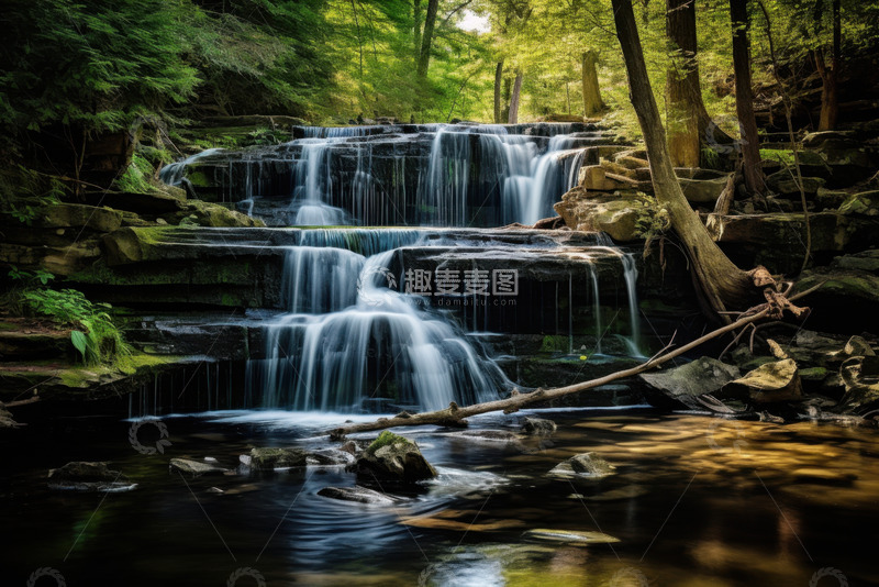 高清大图下载【趣麦麦图】小溪流瀑布美景