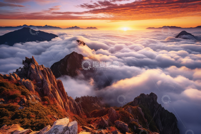 高清大图下载【趣麦麦图】滚滚云层高山美景