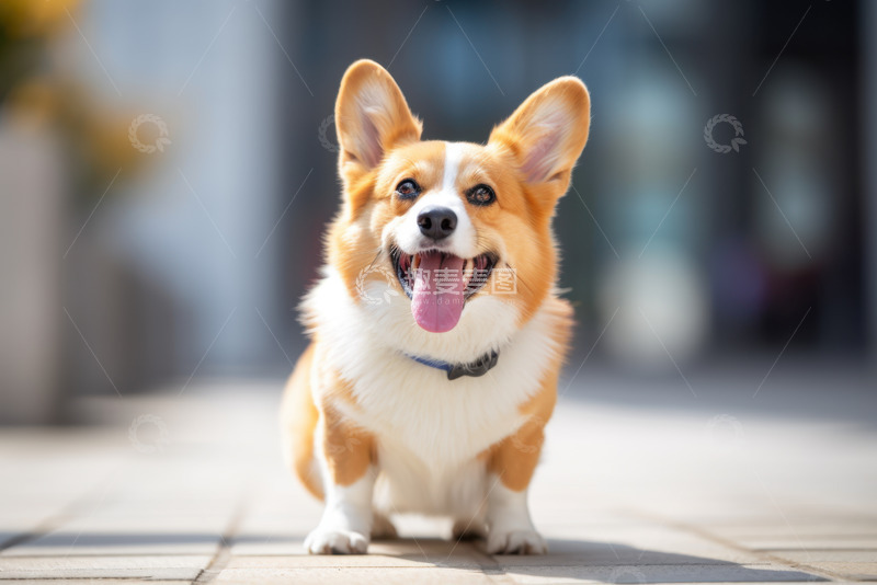 高清大图下载【趣麦麦图】站在地面的可爱小柯基