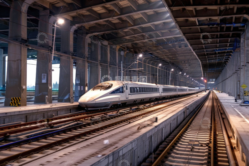 高清大图下载【趣麦麦图】火车轨道上行驶的火车