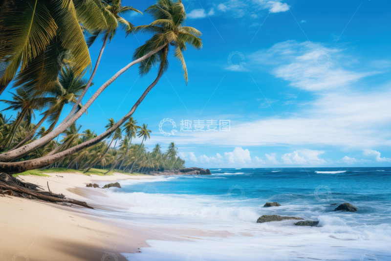 高清大图下载【趣麦麦图】沙滩椰树大海自然美景